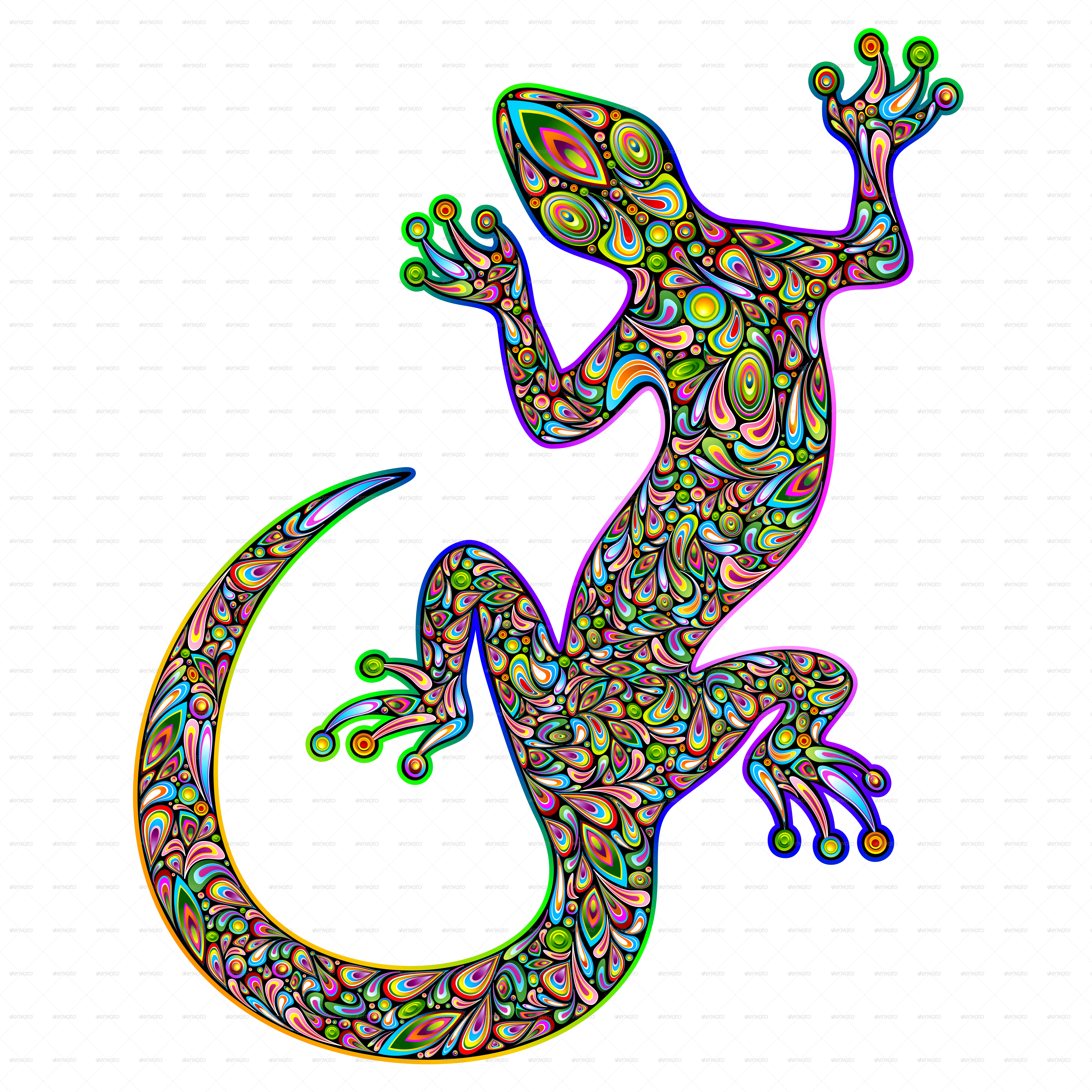 Gecko Psychedelic Art Design by Bluedarkat | GraphicRiver